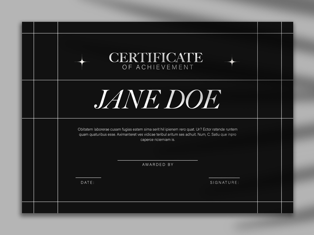 Black and White Minimal Certificate Template