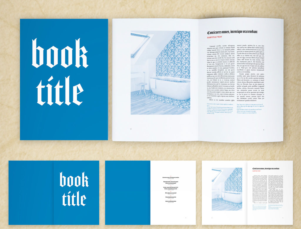 Blue Book Layout with Gothic Accents