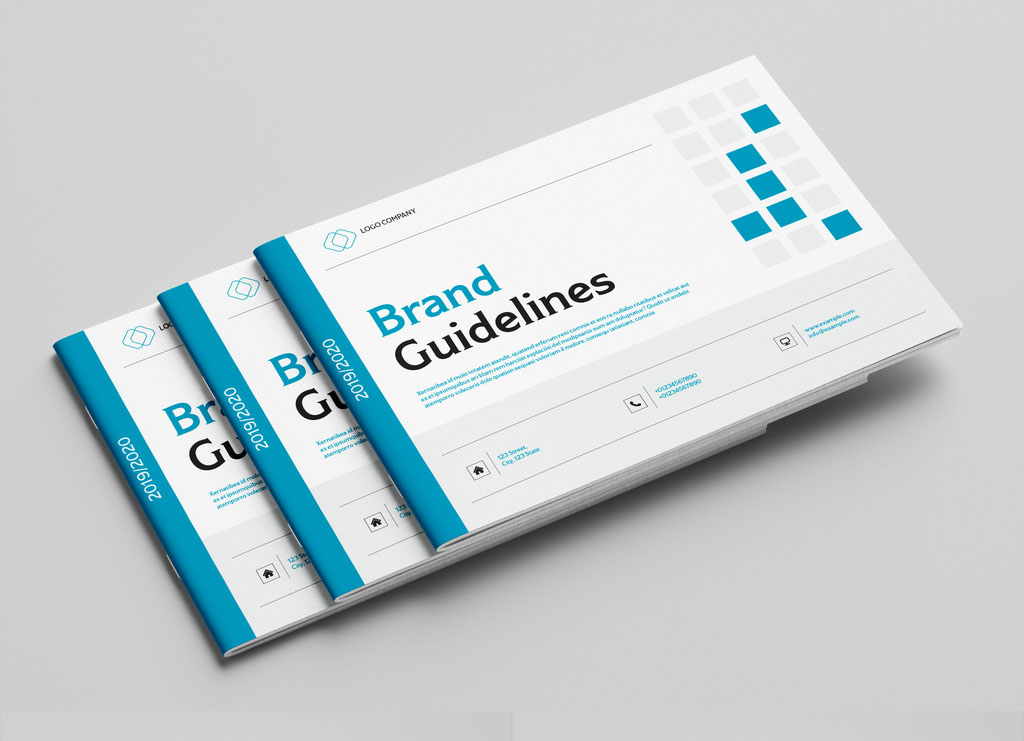 Brand Guidelines Booklet with Blue Accents