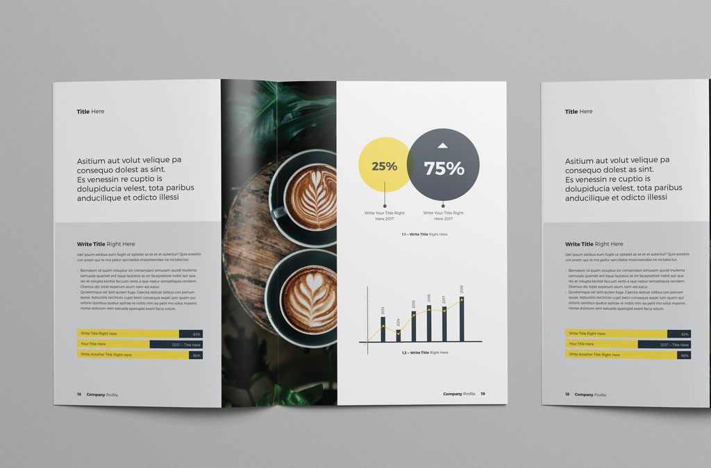 Brochure Layout with Blue and Yellow Accents