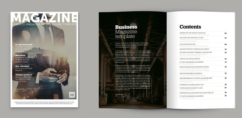 Brochure/Magazine Layout with Olive Green Accents