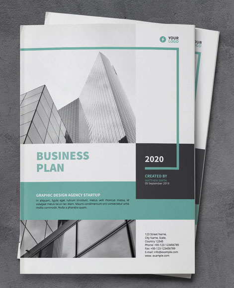  Business Brochure Layout with Turquoise Accents