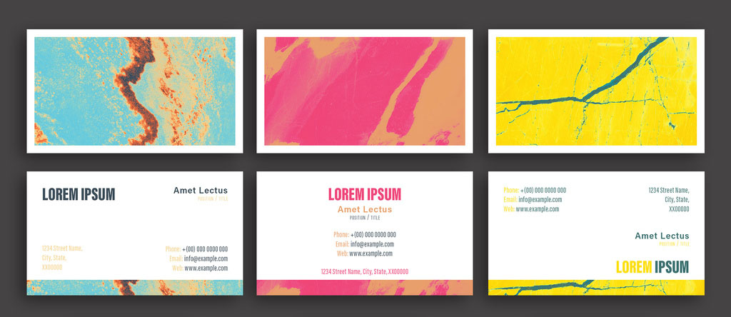 Business Card Layout Set with Colorful Marble Theme