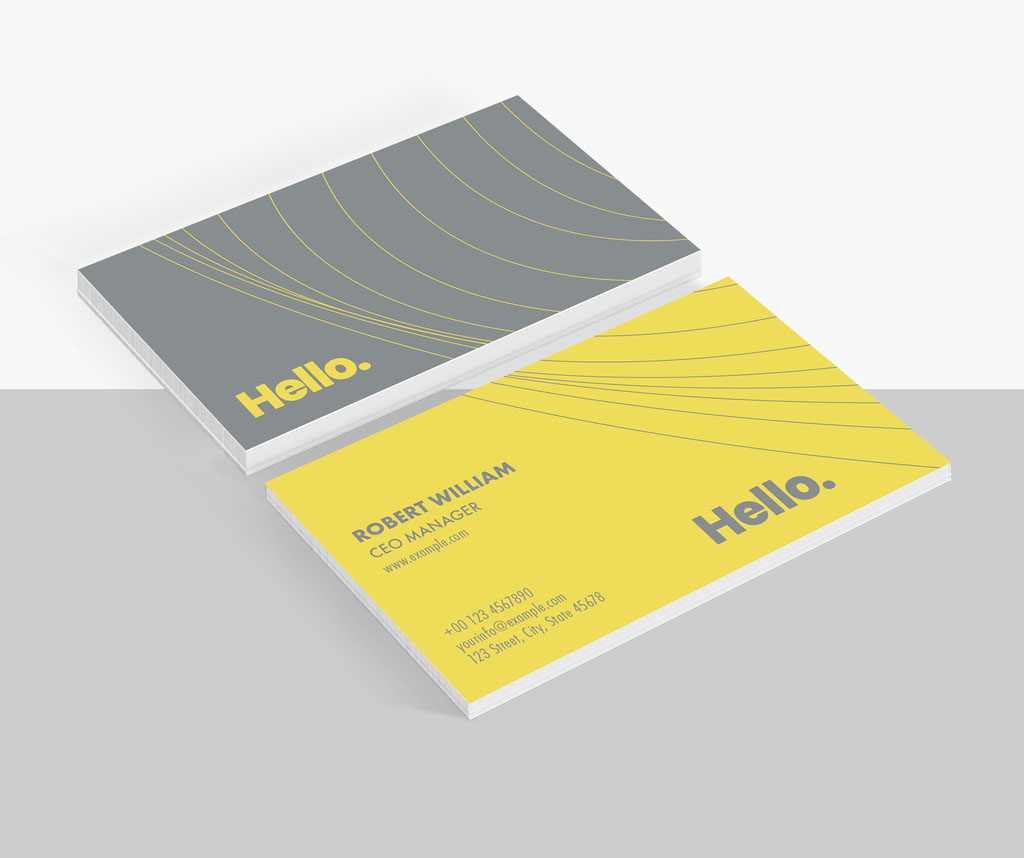 Business Card Layout with Yellow and Gray Accents