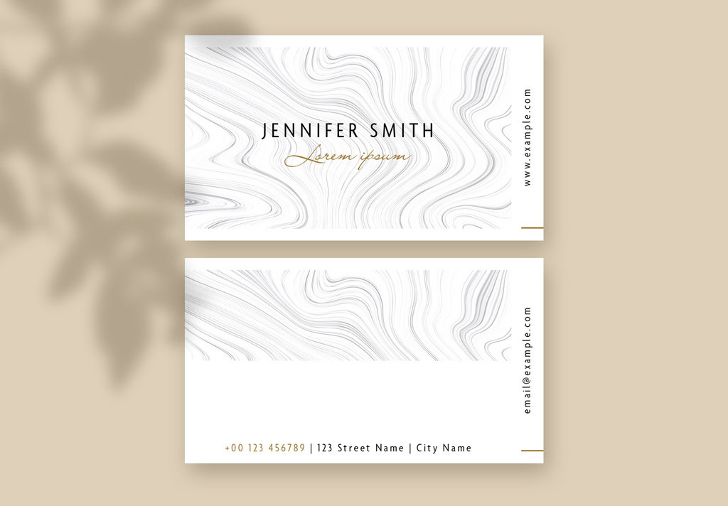 Business Card with Grey Marble Wave Accents