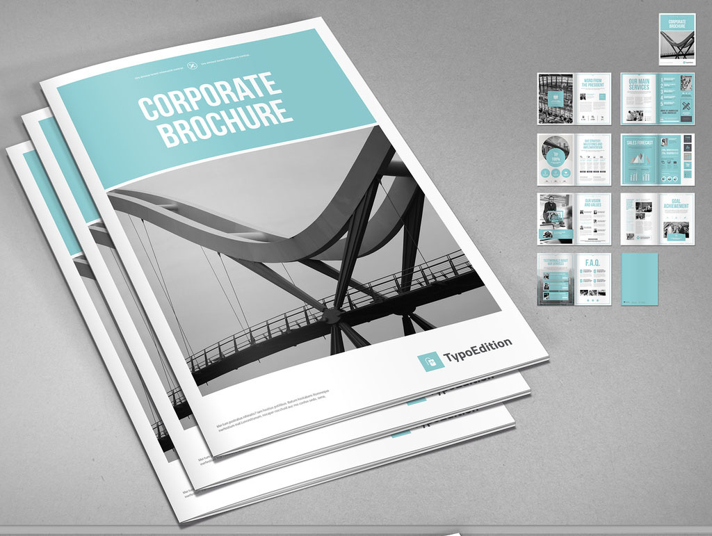  Corporate Brochure Layout with Blue Accents