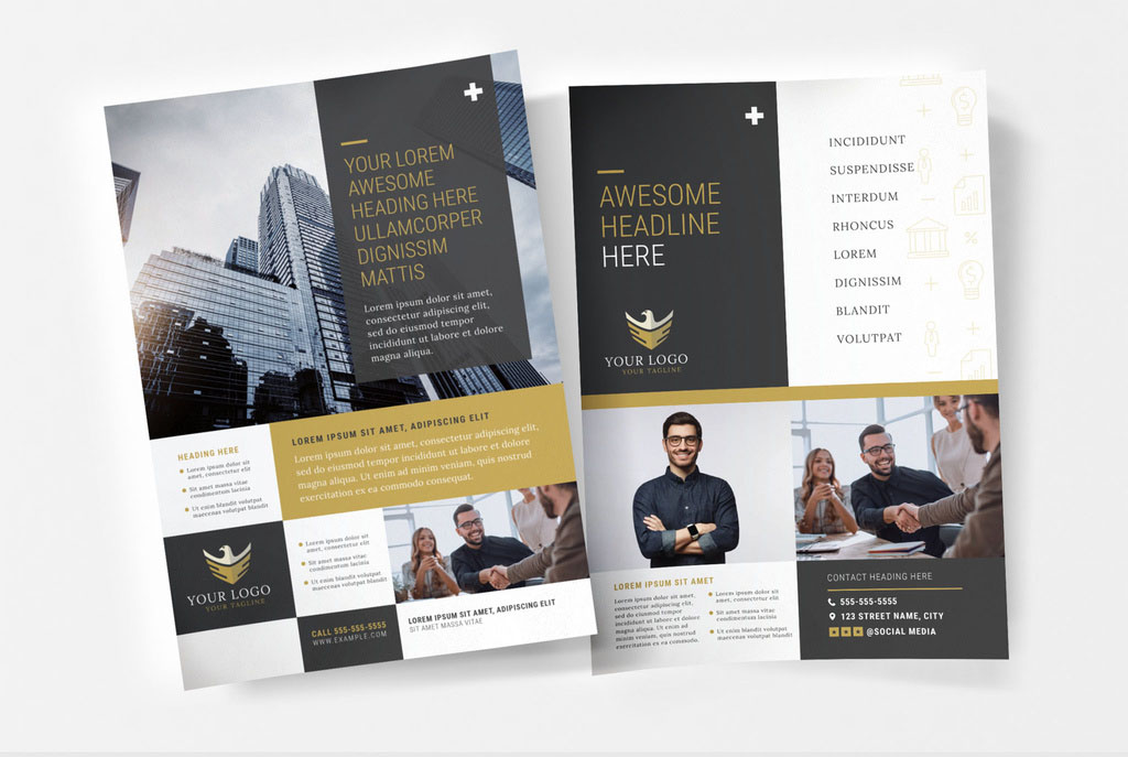 Investment Consultants Poster Flyer Banner for Business with Elegant Black and Gold theme