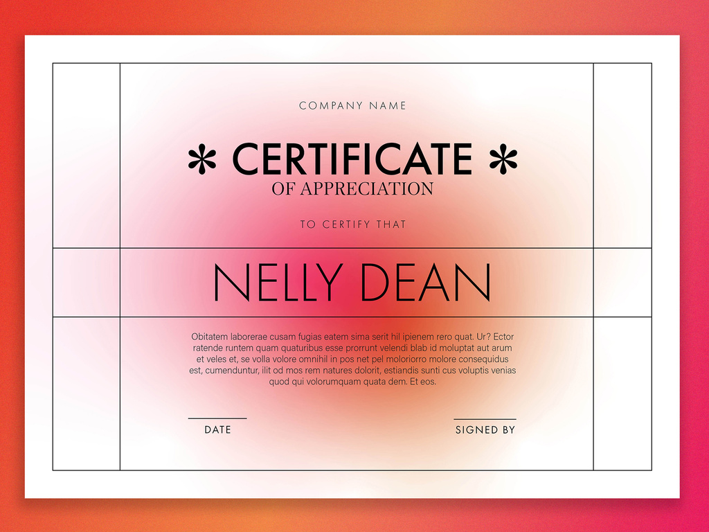 Pink and Orange Gradient Certificate