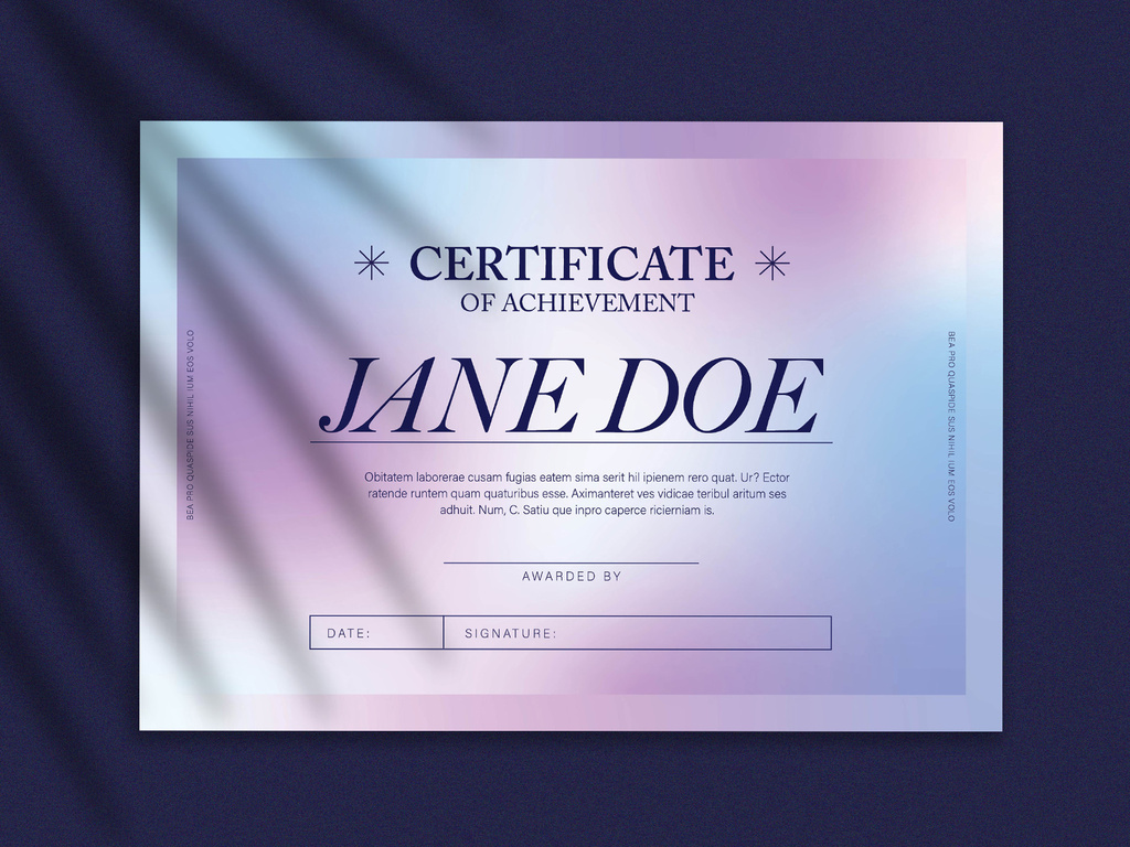 Pink and Purple Gradient Certificate Template
