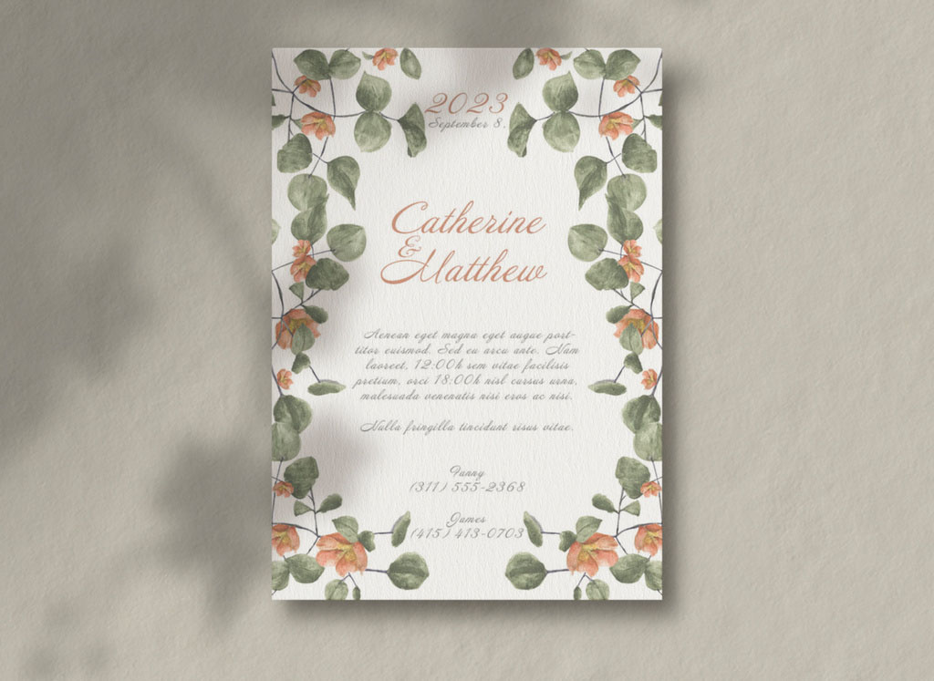 Wedding Stationary Eucalyptus Flowers