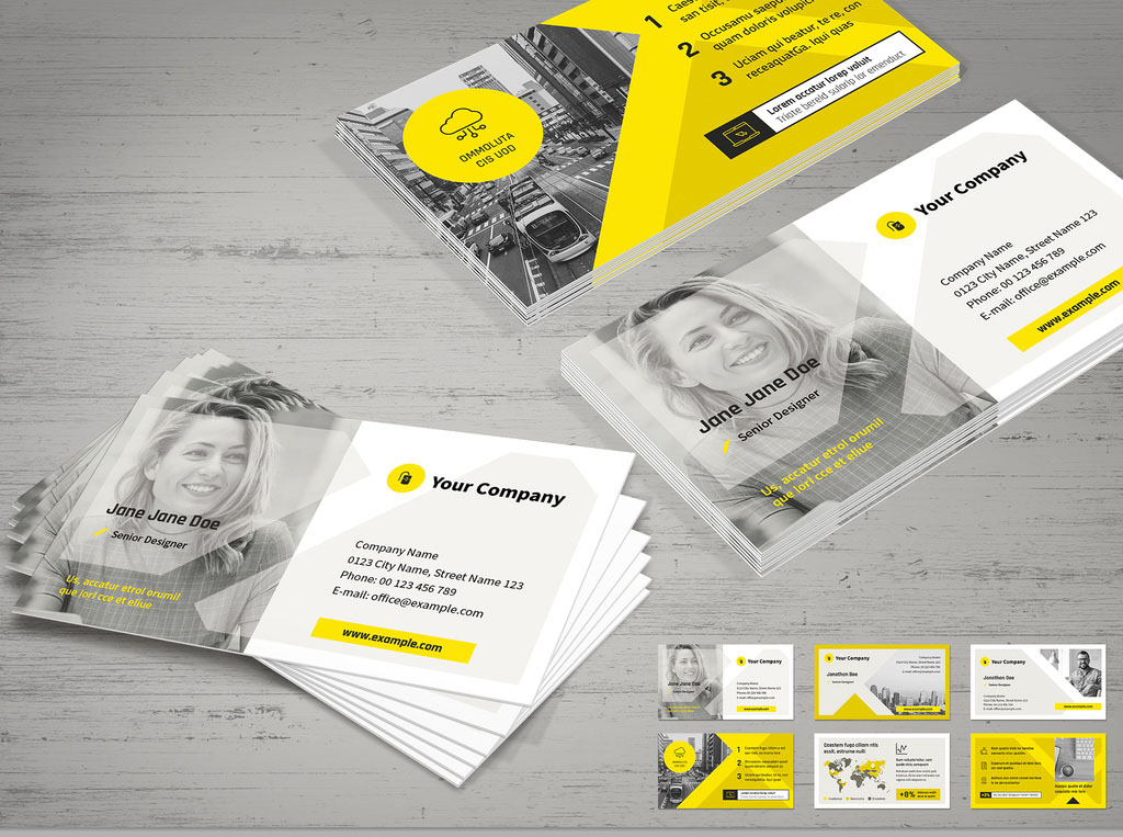 Yellow and Gray Business Card Layout
