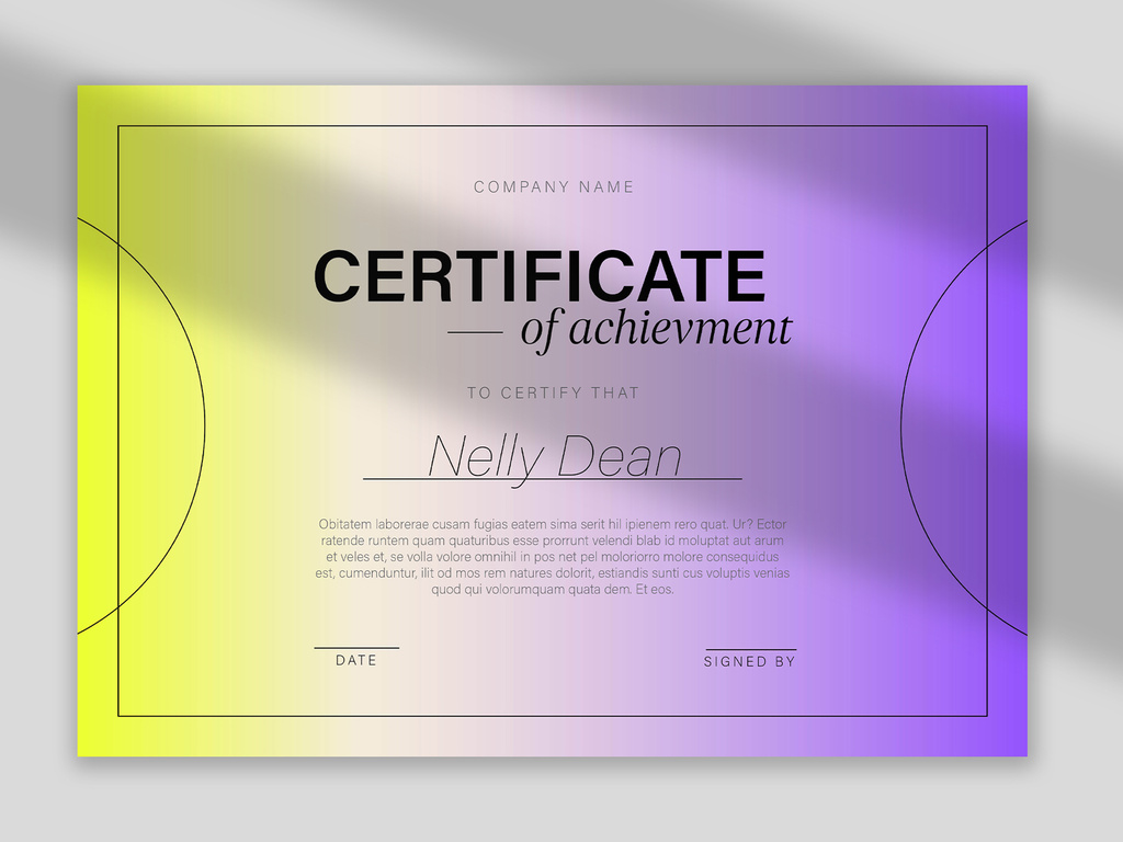 Yellow and Purple Gradient Certificate Template