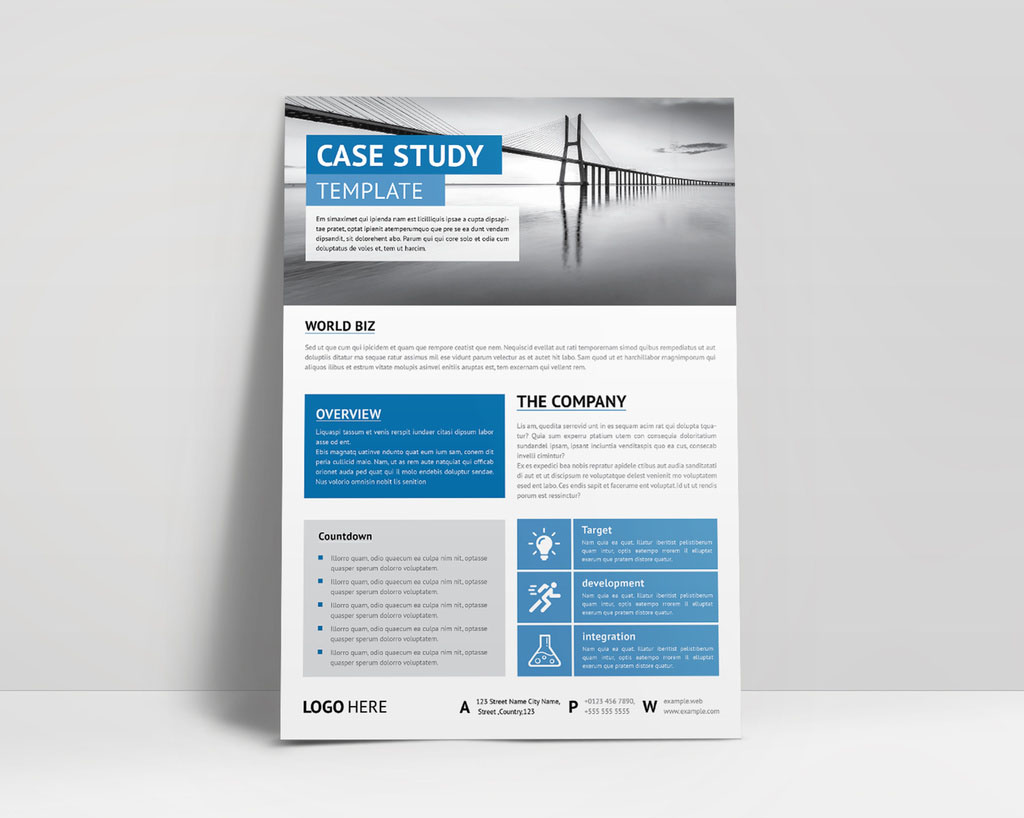
Business Case Study Layout with Blue Accents