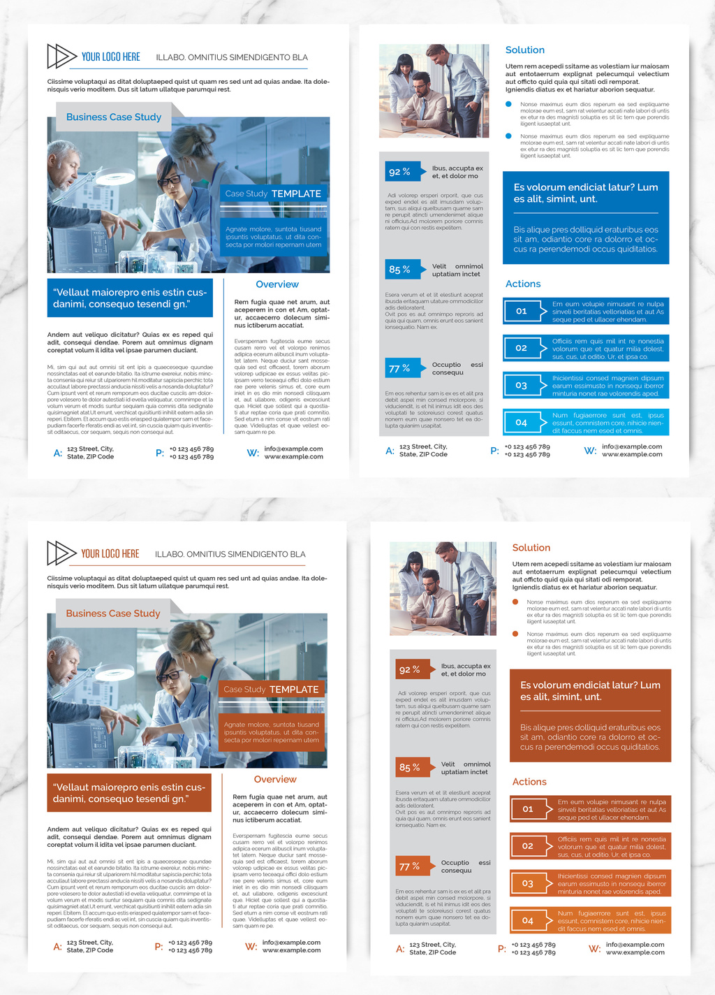Case Study Layout with Blue and Orange Accents