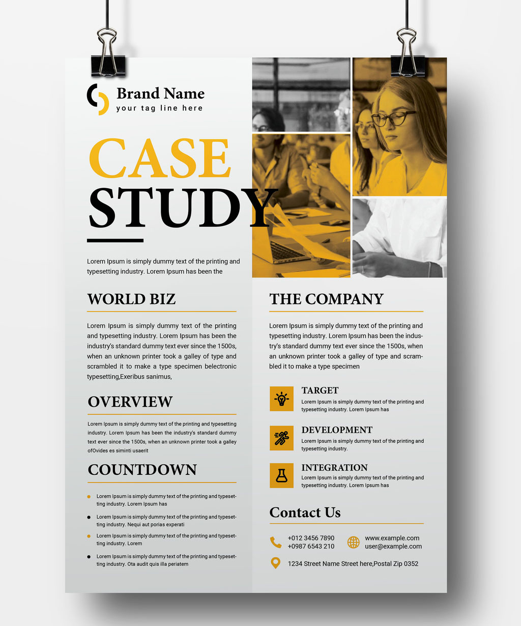 Case Study Layout with Yellow Accents