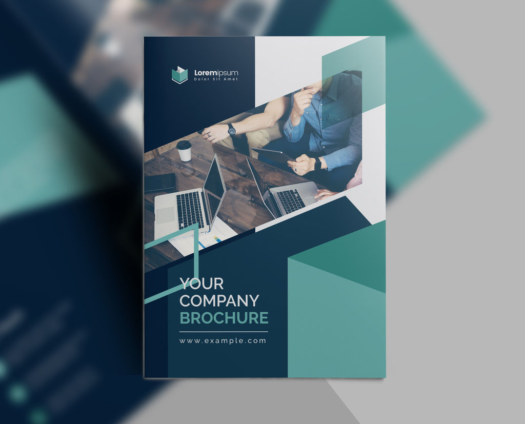 Corporate Brochure Layout with Dark and Blue Vector Accents