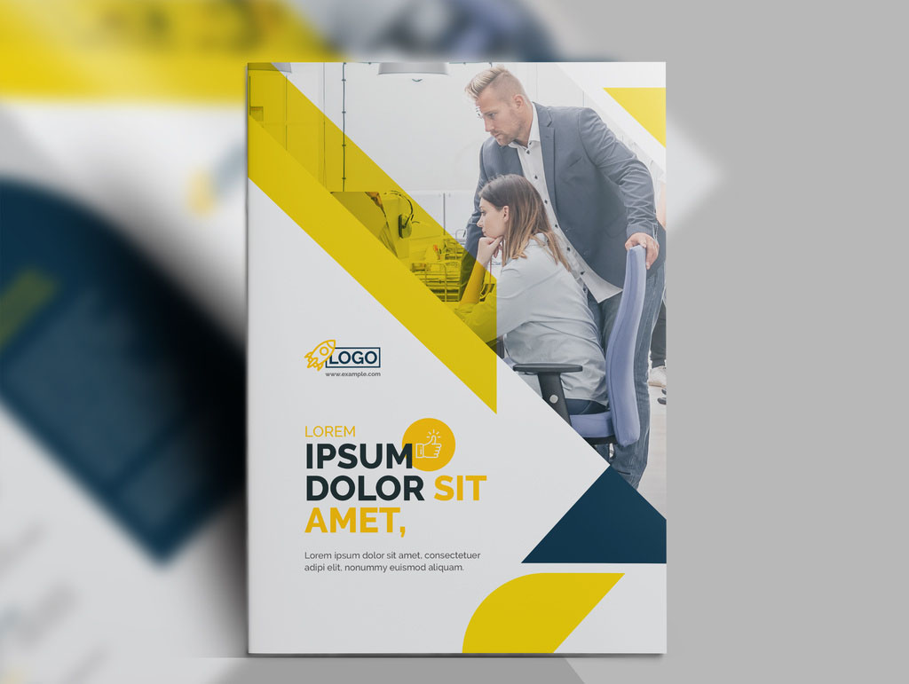 Creative Bifold Business Brochure Template with Yellow Accents