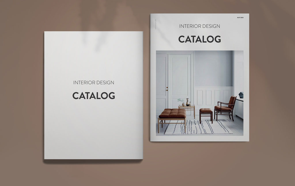 Interior Design Catalog Layout with Brown Accents