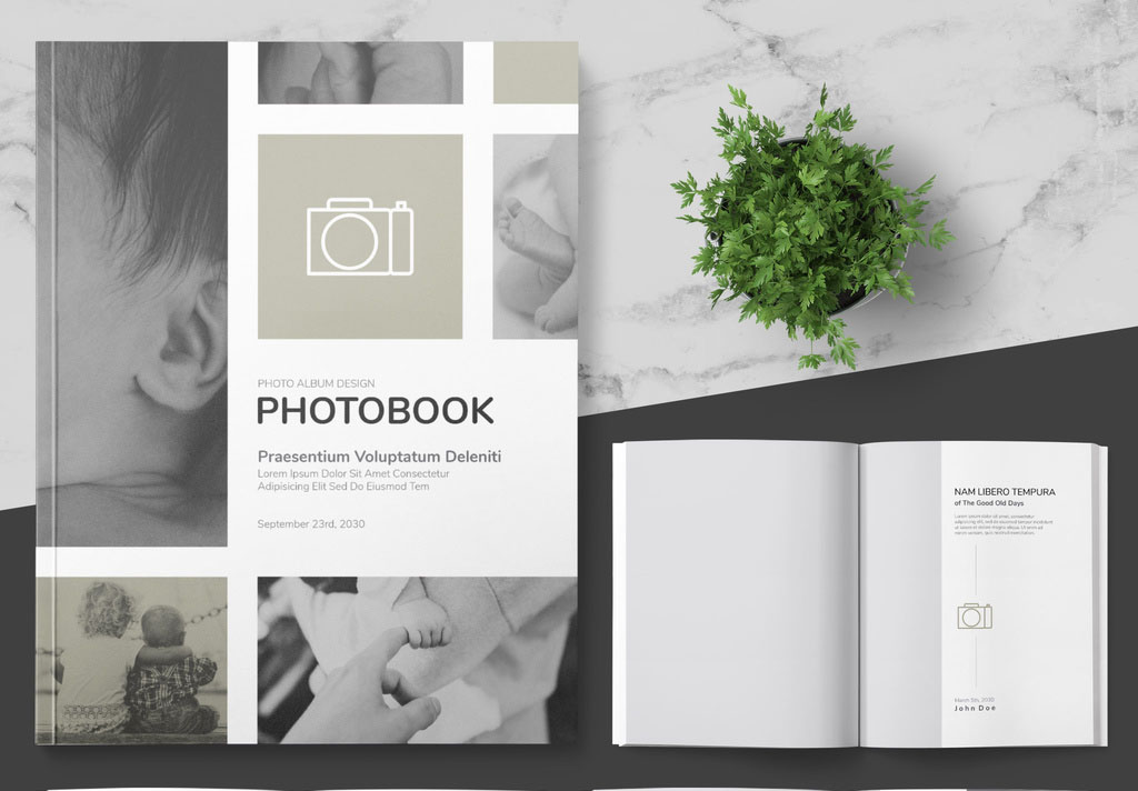 Photo Album Layout with Grey Accents