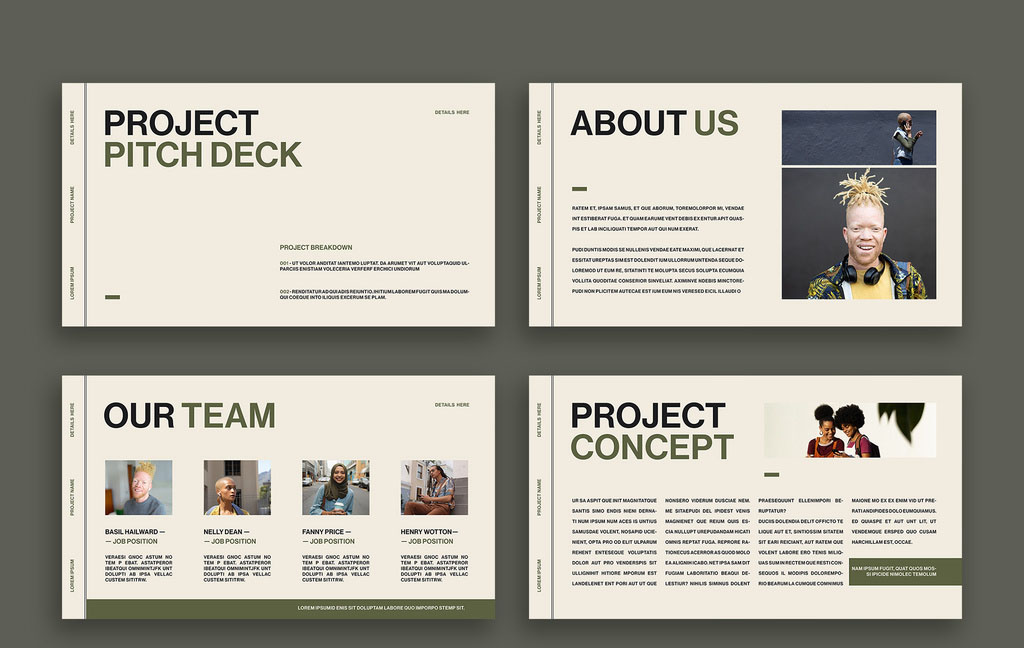 Pitch Deck Layout with Green Accents