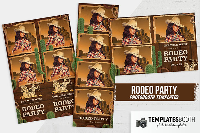 Country & Western Photo Booth Template with Cactus